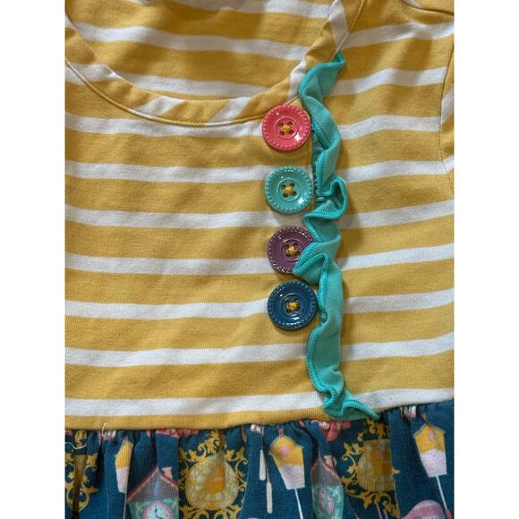 Matilda Jane Wonderment Time for Fun Tunic Top Size 2 Yellow Stripe Clock Print - Picture 8 of 11